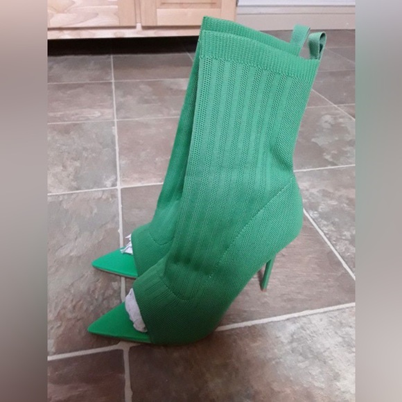 CUTE HIGH HEEL EGO SOCK BOOTIES SIZE: US 9 UK 7 EU 40 COLOR: GREEN - Picture 3 of 7